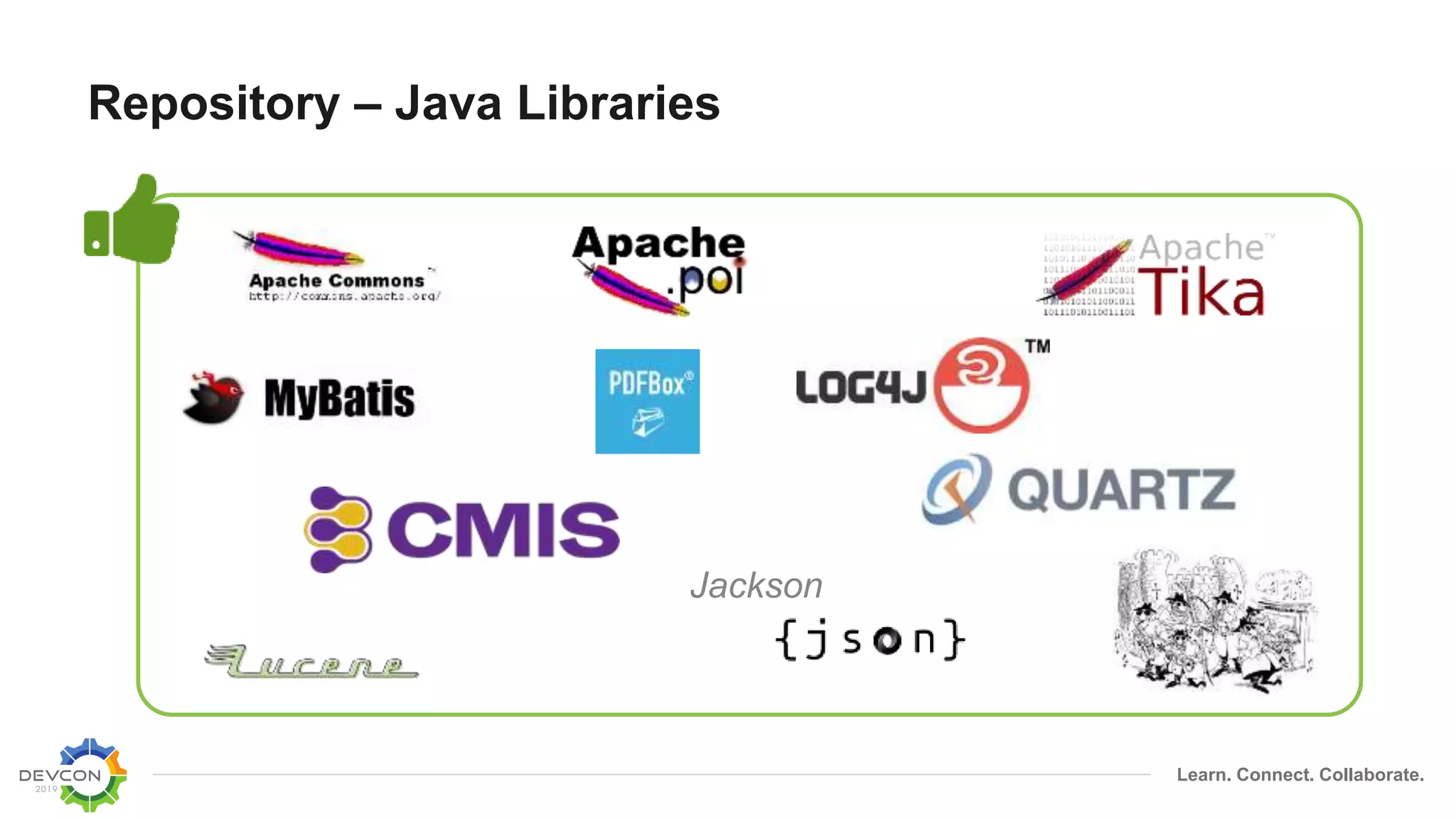 Learn. Connect. Collaborate.
Repository – Java Libraries
Jackson
 