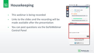 2
Housekeeping
▪ This webinar is being recorded
▪ Links to the slides and the recording will be
made available after the presentation
▪ You can post questions via the GoToWebinar
Control Panel
 