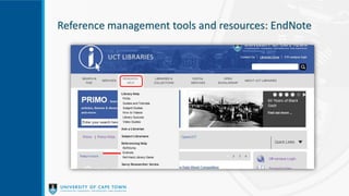 Reference management tools and resources: EndNote
 
