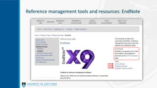 Reference management tools and resources: EndNote
 