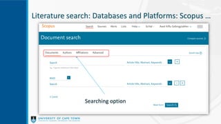 Literature search: Databases and Platforms: Scopus …
Searching option
 