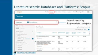 Literature search: Databases and Platforms: Scopus …
Journal search by
Scopus subject category
 