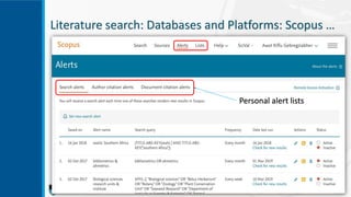 Literature search: Databases and Platforms: Scopus …
Personal alert lists
 
