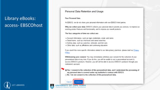 Library eBooks:
access- EBSCOhost
 