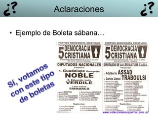 • Ejemplo de Boleta sábana…
Aclaraciones
 