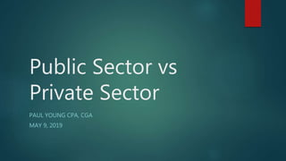 Public Sector vs
Private Sector
PAUL YOUNG CPA, CGA
MAY 9, 2019
 