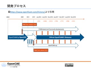 開発プロセス
https://www.openfoam.com/history/より引用
 