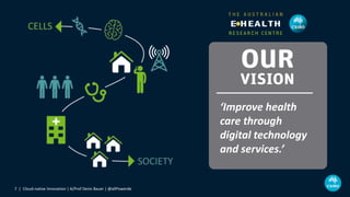 ‘Improve health
care through
digital technology
and services.’
Cloud-native Innovation | A/Prof Denis Bauer | @allPowerde7 |
 