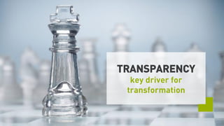 TRANSPARENCY
key driver for
transformation
 