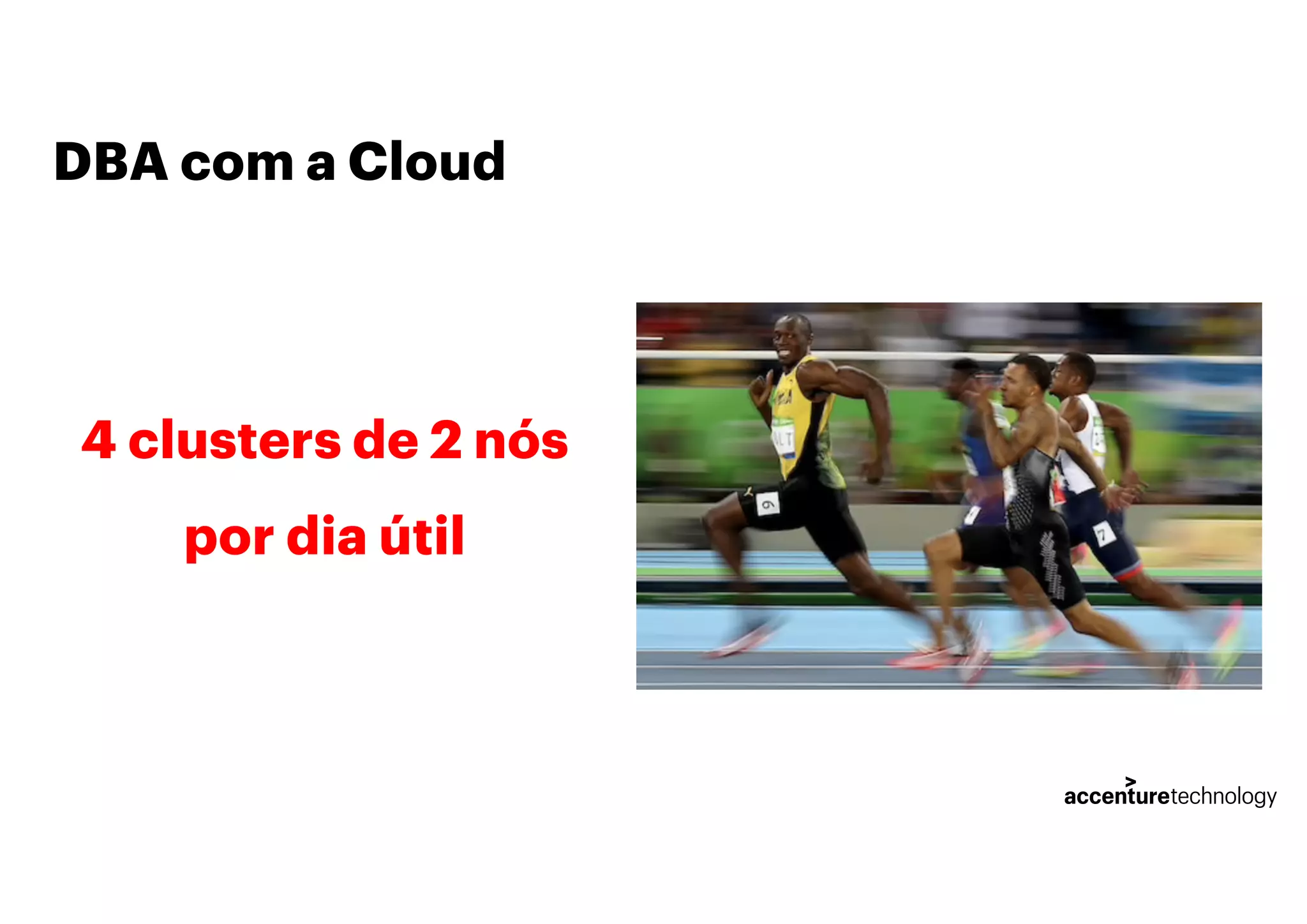 DBA com a Cloud
4 clusters de 2 nós
por dia útil
 