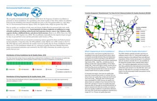 Environmental Health Indicators
ENVIRONMENTAL HEALTH INDICATORS 5756 2019 HEALTH OF THE FORCE REPORT
Air Quality
The air quality environmental health indicator (EHI) shows the frequency of outdoor air pollution in
proximity to Army installations. It is quantified as the annual number of days when outdoor air pollution
levels near the installation were deemed unhealthy for some or all of the general public (i.e., days when
the U.S. Environmental Protection Agency (EPA) Air Quality Index (AQI) was greater than 100).
Poor air quality can contribute to both acute and chronic health effects for personnel who train, work,
exercise, or reside in an affected area. A growing body of evidence implicates air pollution in a range
of health conditions including cardiovascular and respiratory disease, cancer, type 2 diabetes, adult
cognitive decline, childhood obesity, and adverse birth outcomes (Bowe et al., 2018; Chen et al., 2017;
Alderete et al., 2017; Sapoka et al., 2010). The air pollutants responsible for the majority of poor air qual-
ity days are ground-level ozone and fine particulate matter known as PM2.5
.
Outdoor air pollution levels are measured at monitoring stations operated by State and Federal environ-
mental authorities. Using these data, the EPA publishes a daily AQI for over 1,000 counties in the U.S.
The EPA AQI was used to determine the number of poor air quality days for Army installations located
within the U.S. For installations outside the U.S., proximal air quality data were obtained from host
nation environmental authorities and converted to the EPA AQI to determine the number of poor air
quality days per year.
Distribution of Army Installations by Air Quality Status, 2018
Distribution of Army Population by Air Quality Status, 2018
The chart shows the number of poor air quality days at selected Army installations in 2018. Annual poor air quality days
ranged from 0 to 130 days/year, with the greatest number of days occurring at installations in South Korea.
The chart shows the distribution of the AC Soldier population by the number of poor air quality days experienced at
selected installations in 2018.
17
51.2%
12
26.8%
6
6.6%
7
15.4%
≤5 days/year
≤5 days/year
6–20 days/year
6–20 days/year
≥21 days/year
≥21 days/year
No data
No data
Counties Designated “Nonattainment” for Clean Air Act’s National Ambient Air Quality Standards (NAAQS)
Map: EPA, 2019a
(as of November 2019)
Number of NAAQS
Violated
6 NAAQS
3 NAAQS
5 NAAQS
2 NAAQS
4 NAAQS
1 NAAQS
What’s Happening at Army Installations? Where to Find Air Quality Information?
As in prior years, most poor air quality days at U.S.
installations were due to ground level ozone, which
is elevated seasonally between May and September.
Exceptions occurred at Joint Base Lewis-McChord
(JBLM) and Fort Wainwright, both of which experienced
high levels of PM2.5
. High PM2.5
at JBLM was due to
drifting smoke from regional wildfires. At Fort Wain-
wright, PM2.5
levels were high in winter months due to
wood-burning stoves and fireplaces. The map shows
U.S. areas that persistently fail to meet one or more
Federal health-based air quality standards.
In Germany and Japan, most poor air quality days
were due to ground level ozone. In contrast, the ma-
jority of poor air quality days in Italy and South Korea
were due to PM2.5
. Although 2018 monitoring data
were unavailable for USAG Vicenza, air quality con-
ditions there are unlikely to have improved from the
2014–2017 average of 110 poor air quality days/year.
Seasonal influx of naturally occurring fine particles, as
well as industrial and vehicular activity, are responsi-
ble for air quality conditions in South Korea. Between
2015 and 2018, South Korea installations experienced a
range of 51 to 179 poor air quality days/year.
The EPA’s AirNow website provides real-time air
pollution levels in the U.S., along with health pre-
cautions based on the pollutant level and affected
population (https://www.airnow.gov). Air pollution
data for locations outside the U.S. are available at
the World Air Quality Index website (http://aqicn.
org/). This website aggregates real-time air pollu-
tion data published by international environmental
authorities and converts it to the EPA AQI. Users can
obtain an AQI value for a location of interest and
match it to the associated health precautions at the
AirNow website.
U.S.-based installation
Installation outside the U.S.
 