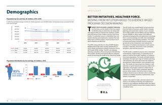 10 2019 HEALTH OF THE FORCE REPORT
BETTER INITIATIVES. HEALTHIER FORCE.
MOVING FROM INTUITION-BASED TO EVIDENCE-BASED
PROGRAM DECISION-MAKING
S P O T L I G H T
T
HERE’S TRUTH IN DATA! LEADERS THROUGH-
out the Army use the Health of the Force report
to identify areas in which they are doing well
and opportunities to improve the readiness, health,
and well-being of their Soldiers and the Total Army
Family. If a potential concern is identified, how can
leaders develop and implement a solution that will
likely have a positive impact? How do they know if
these initiatives are effective?
The APHC, along with the U.S. Army SHARP Ready &
Resilient Directorate (SR2), recently released the U.S.
Army’s Ready and Resilient Initiative Evaluation Process
(IEP Guide) (APHC, 2019a). The IEP is an initiative
planning, evaluation, and review process that will help
Army leaders develop and expand effective initiatives
aimed at improving the health of the Total Army Family.
The IEP Guide was created based on best practices
from the fields of business, public health, strategic
planning, and prevention science. It uses concepts
from public health and the Military Decision Making
Process (MDMP) to allow readers with different
educational backgrounds and experiences to leverage
their current knowledge and skills when developing,
implementing, and evaluating initiatives. The Guide
is constructed using a modular format so users can
go directly to the component most relevant for
their phase of initiative development. Each section
includes a rationale, instructions, tools, examples,
templates, and external resources.
The IEP Guide is available to anyone who is interested
in developing, implementing, or expanding an ini-
tiative to improve the health, readiness, or resilience
of an Army population. The Guide will walk initiative
developers through each stage of initiative planning,
with tools they can use to document the initiative’s
development, implementation, and evaluation activ-
ities. The Guide can help ensure the initiative is well
planned, is a good steward of resources, collects the
right data, and provides evidence to determine its
effectiveness. The IEP Guide’s systematic planning
process allows leaders at all Army levels to make
evidence-based resource decisions when considering
whether an initiative should be implemented, main-
tained, or expanded.
Leaders who need to make a decision about an ini-
tiative or are looking to develop and implement a
solution to any challenge identified within this report
can use the IEP Guide to ensure their initiative leads to
a healthier Force.
INTRODUCTION 11
Population by Sex and Year, AC Soldiers, 2014–2018
Population Distribution by Sex and Age, AC Soldiers, 2018
In 2018, the estimated average monthly AC Soldier population was 463,698 Soldiers. Enlisted personnel accounted for 80%
of AC end strength.
Demographics
0
100,000
200,000
300,000
400,000
500,000
600,000
2014 2015 2016 2017 2018
Female
Male
Total
68,652
395,059
463,711
69,274
394,424
463,698
68,184
401,003
469,187
70,302
441,088
511,389
60,485
416,274
484,759
Year
NumberofACSoldiers
<25 25–34 35–44 45+
0
10
20
40
30
6.4 5.6
31
2.4
35
15
0.6
3.8
Age
Percent
85%
of AC Soldiers
were males
Females Males
 
