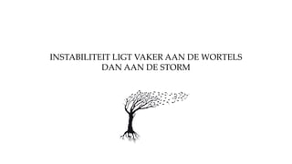 INSTABILITEIT LIGT VAKER AAN DE WORTELS
DAN AAN DE STORM
 