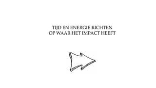 TIJD EN ENERGIE RICHTEN
OP WAAR HET IMPACT HEEFT
 
