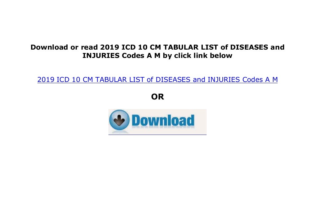 Icd 10 cm tabular list of diseases and injuries - cffiln
