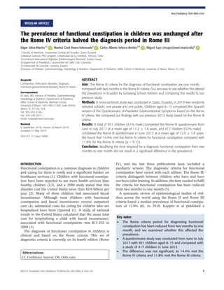 The prevalence of functional constipation in children was unchanged ...