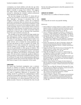 The prevalence of functional constipation in children was unchanged ...