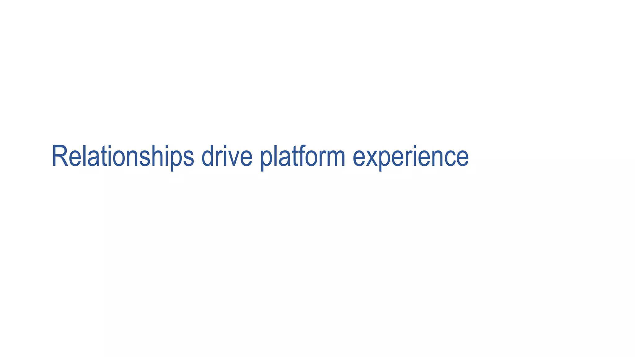 Relationships drive platform experience
 