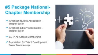 American Nurses Association –
chapter opt-in
Association for Talent Development
Power Membership
#5 Package National-
Chap...