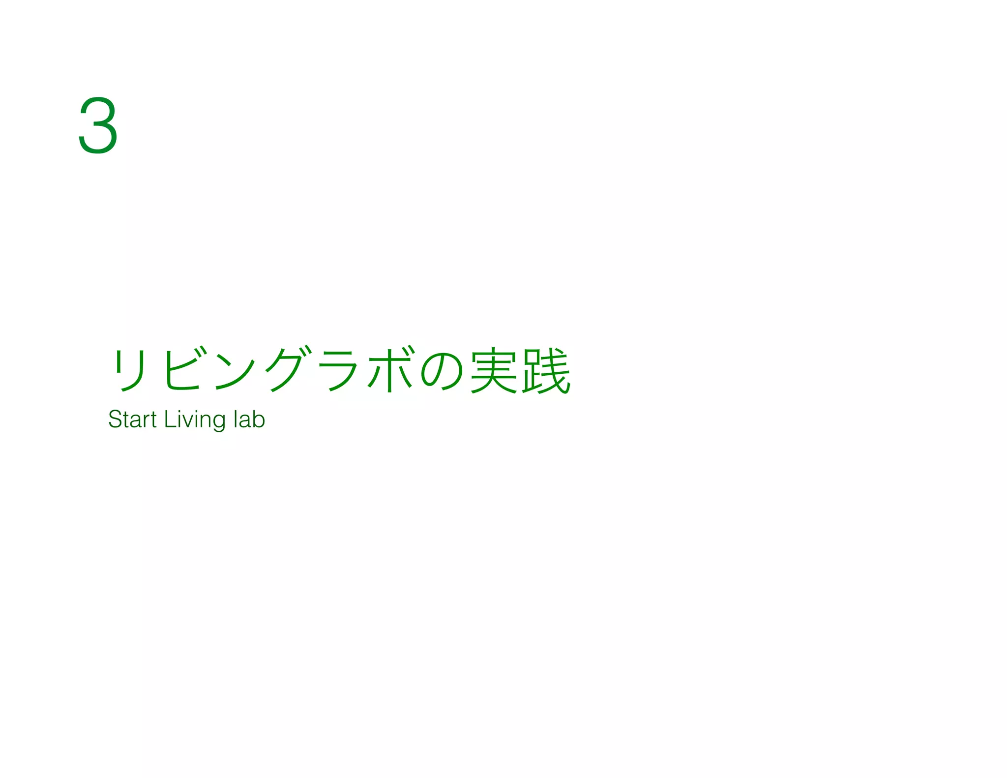 リビングラボの実践
Start Living lab
3
 