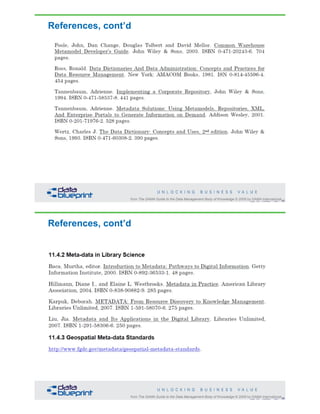 References, cont’d
85Copyright 2019 by Data Blueprint Slide #
from The DAMA Guide to the Data Management Body of Knowledge © 2009 by DAMA International
References, cont’d
86Copyright 2019 by Data Blueprint Slide #
from The DAMA Guide to the Data Management Body of Knowledge © 2009 by DAMA International
 