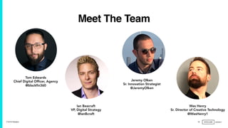 Meet The Team
7/10/19 ©Epsilon 19
Ian Beacraft
VP, Digital Strategy
@IanBcraft
Tom Edwards
Chief Digital Officer, Agency
@blackfin360
Jeremy Olken
Sr. Innovation Strategist
@JeremyOlken
Wes Henry
Sr. Director of Creative Technology
@WesHenry1
 