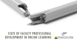 STATE OF FACULTY PROFESSIONAL
DEVELOPMENT IN ONLINE LEARNING
 