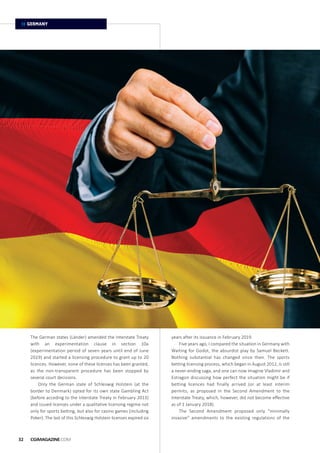 :: GERMANY
The German states (Länder) amended the Interstate Treaty
with an experimentation clause in section 10a
(experim...