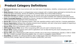 2019 Servers Brand Leader Survey
11
Product Category Definitions
• Rackmount Servers: Rack mount servers with very high le...