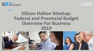 Silicon Halton Meetup:
Federal and Provincial Budget
Overview For Business
2019
 