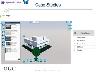 OGC
®
Case Studies
Copyright © 2019 Open Geospatial Consortium
3D Repo
2 2-1
2-2
2-3
3
3-1 3-2 3-3 3-4 3-5 3-6
4
1
1-1
1-2
1-3
1-4
1-5
1-6
1-7
5
NO Classification
1 Utility Toolbar
2 Info. Toolbar
3 Screen Control
4 3D Model
5 Title Bar
 