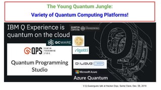 V.G.Gueorguiev talk at Hacker Dojo, Santa Clara, Dec. 06, 2019
The Young Quantum Jungle:
Variety of Quantum Computing Platforms!
 