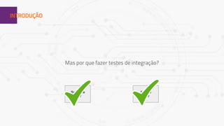 1INTRODUÇÃO
Mas por que fazer testes de integração?
Resource
layer
Service
layer
 