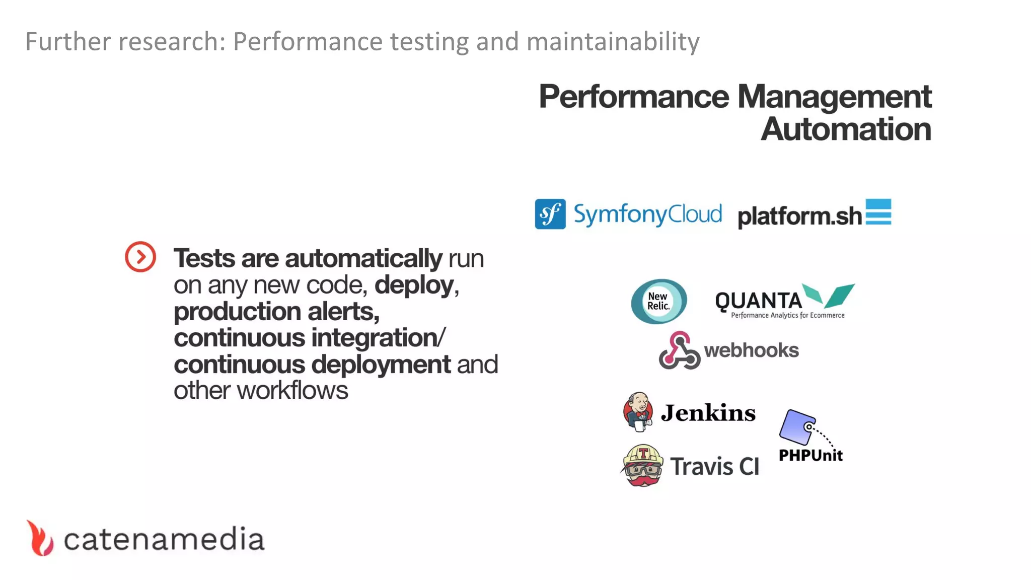 Further research: Performance testing and maintainability
 