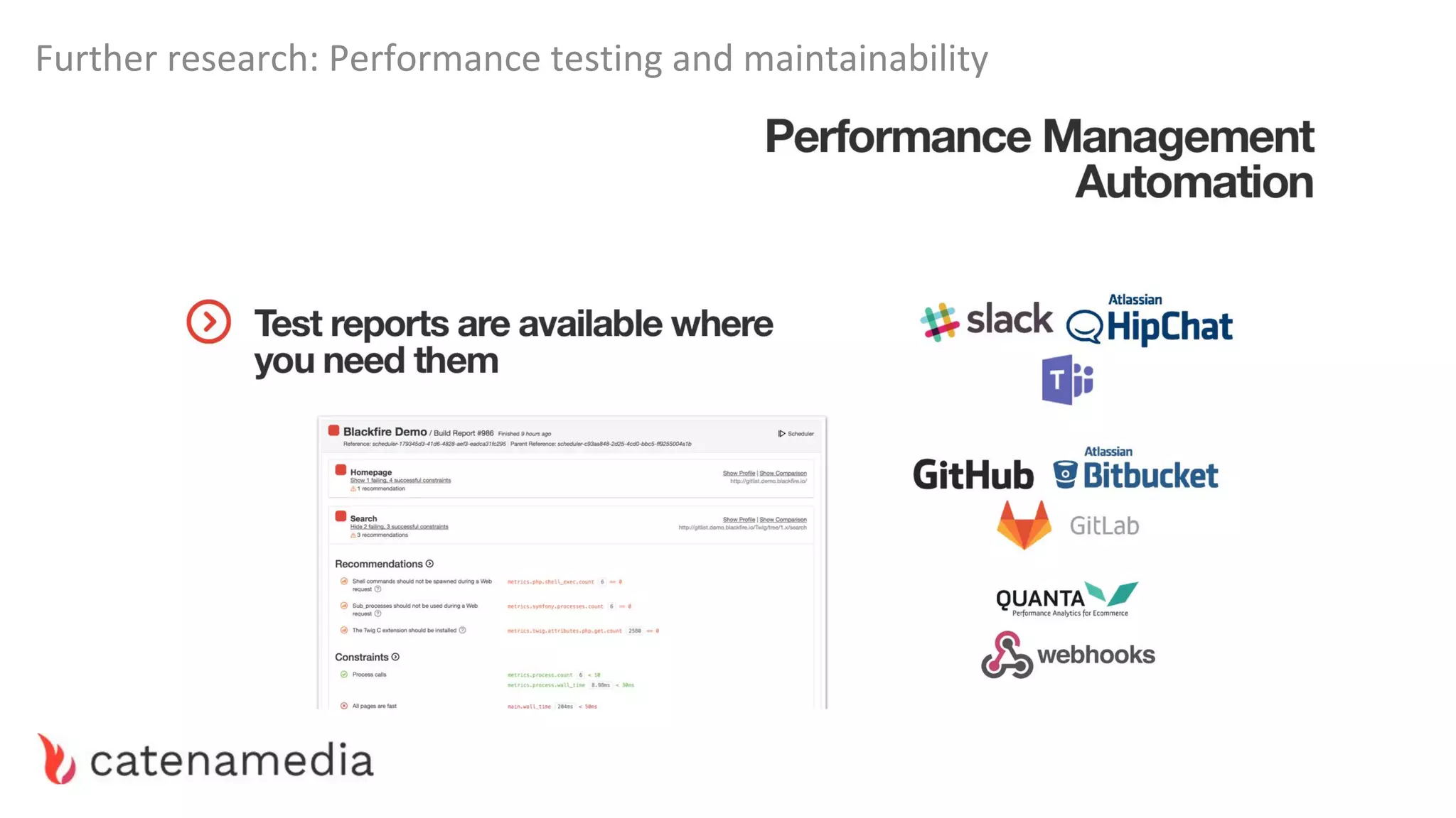 Further research: Performance testing and maintainability
 