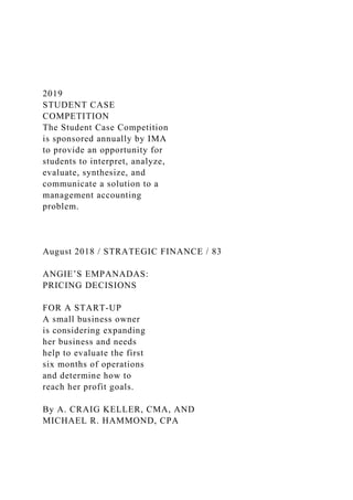 Case Comp Example Problems 2019STUDENT CASE COMPETITIONThe Student Case Competition.docx