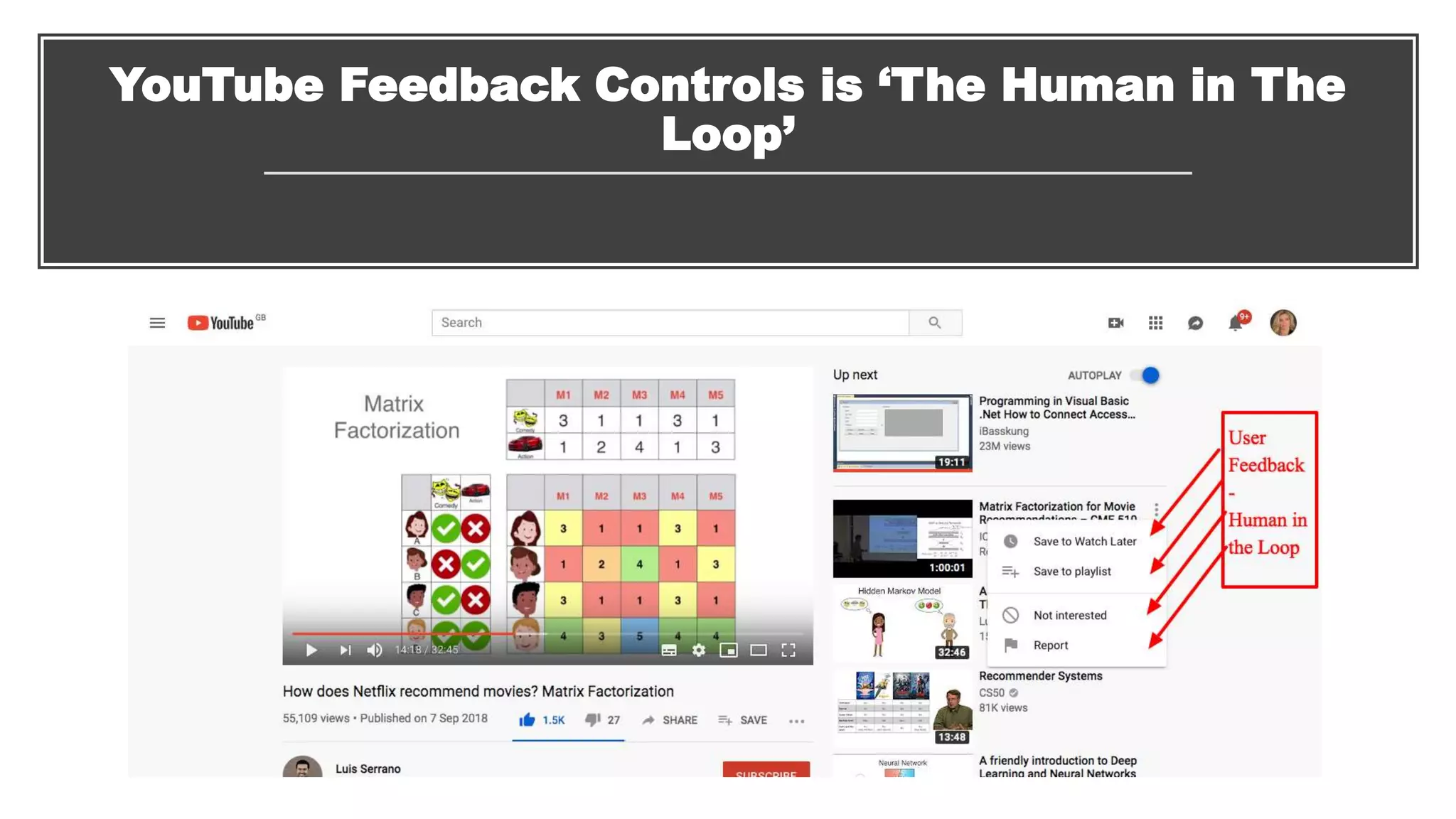 YouTube Feedback Controls is ‘The Human in The
Loop’
 
