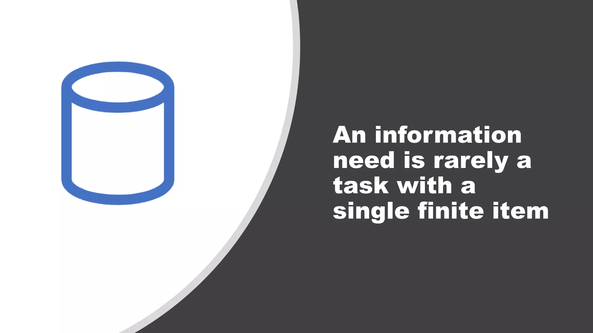 An information
need is rarely a
task with a
single finite item
 