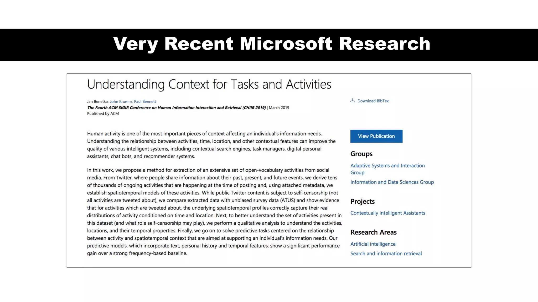 Very Recent Microsoft Research
 