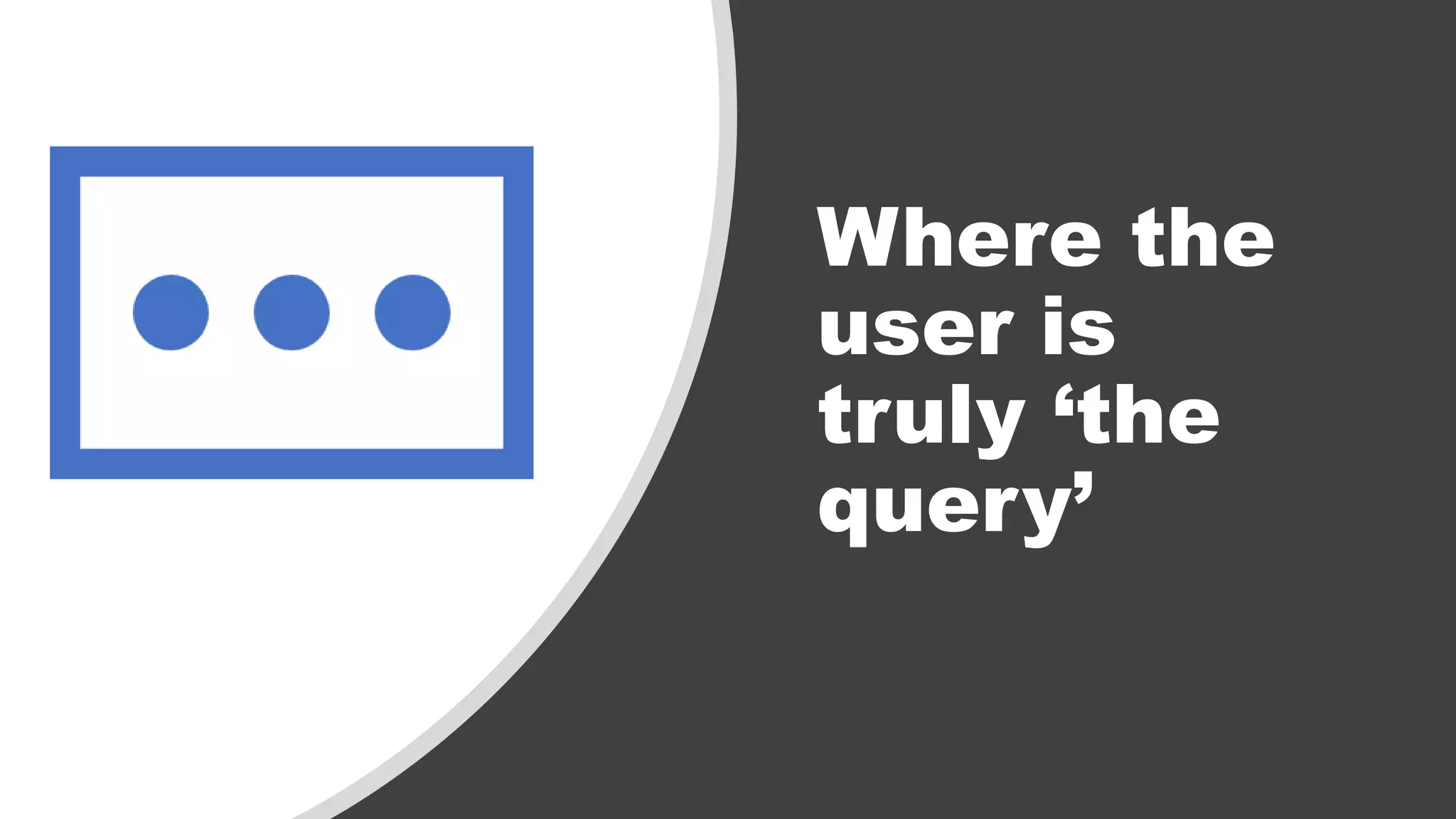 Where the
user is
truly ‘the
query’
 