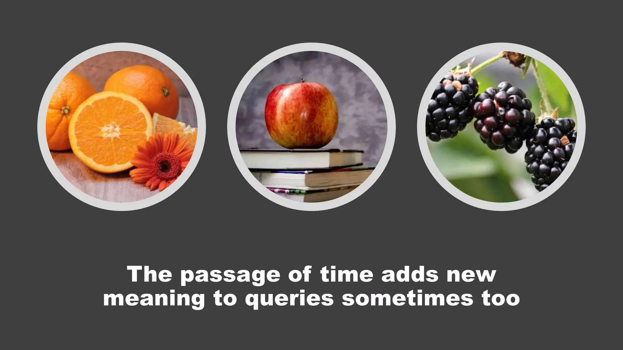 The passage of time adds new
meaning to queries sometimes too
 