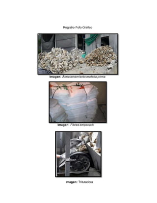 Imagen: Almacenamiento materia prima
Imagen: Fibras empacado
Registro Fofo Grafico
Imagen: Trituradora
 