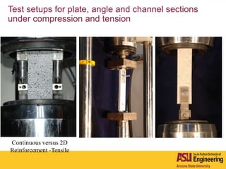 Test setups for plate, angle and channel sections
under compression and tension
Continuous versus 2D
Reinforcement -Tensile
 