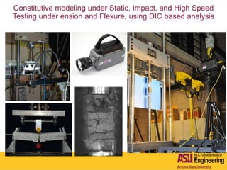 Constitutive modeling under Static, Impact, and High Speed
Testing under ension and Flexure, using DIC based analysis
 