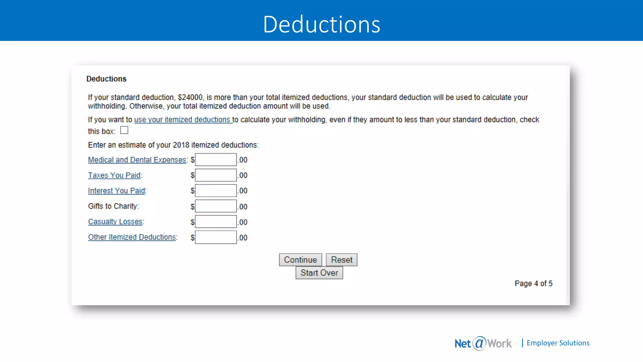 | Employer Solutions
Deductions
 