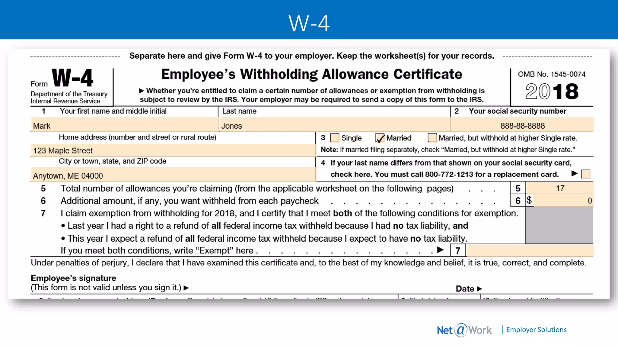 | Employer Solutions
W-4
 