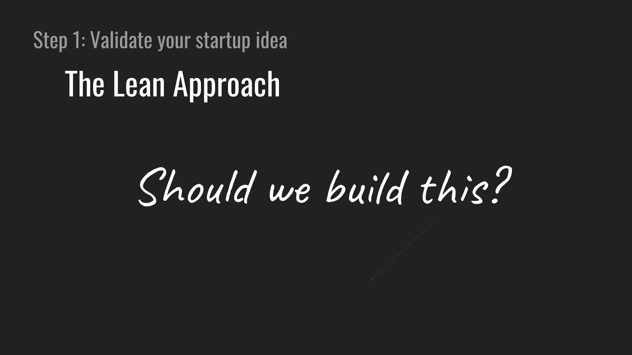Step 1: Validate your startup idea
The Lean Approach
Should we build this?
 