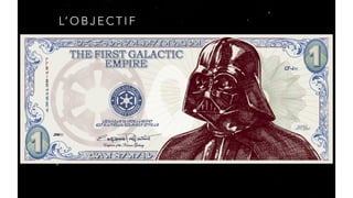 L’ O B J E C T I F
• Régulariser mes revenus provenant de l’Empire
• Vendre des Droides par forfaits d’abonnement
• Offrir différentes options pour chaque type de Droide
• Ne PAS rencontrer de Jedis…
 