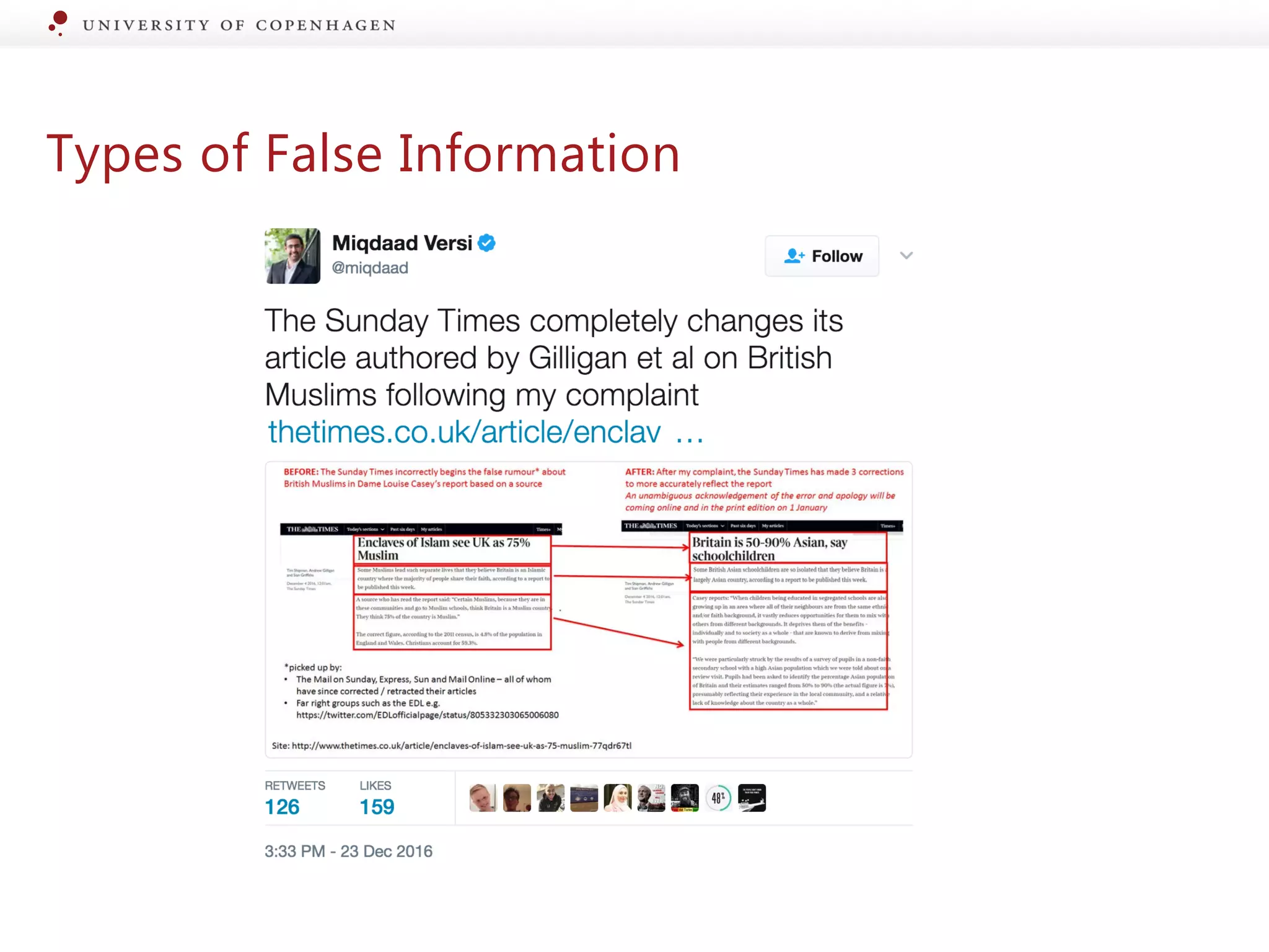 Types of False Information
 