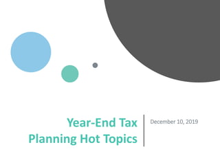 WithumSmith+Brown, PC | BE IN A POSITION OF STRENGTH
0
SM
Year-End Tax
Planning Hot Topics
December 10, 2019
 